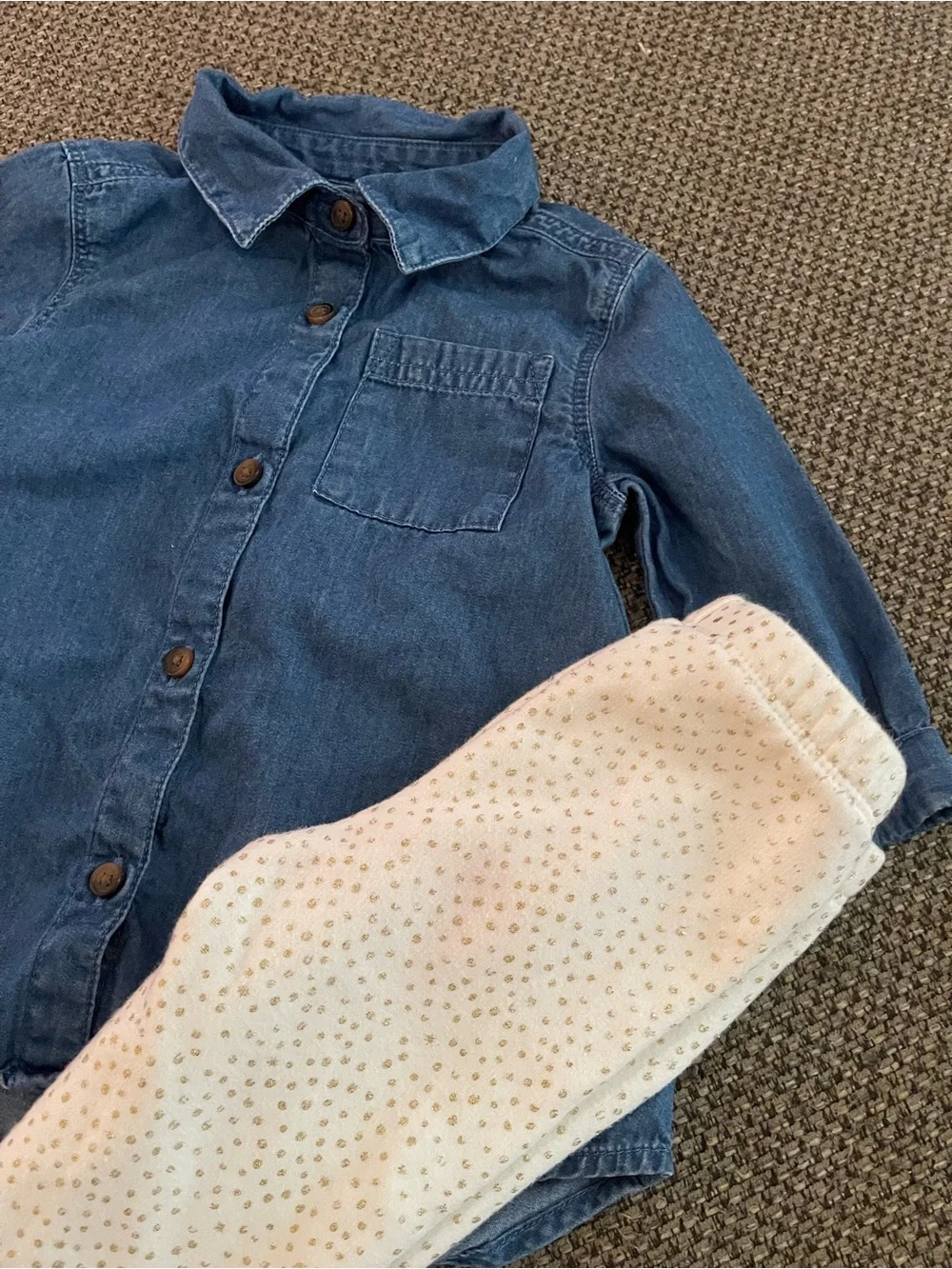 Old Navy Denim Button-Front Shirt in Blue - Cat & Jack Polkadot Pants